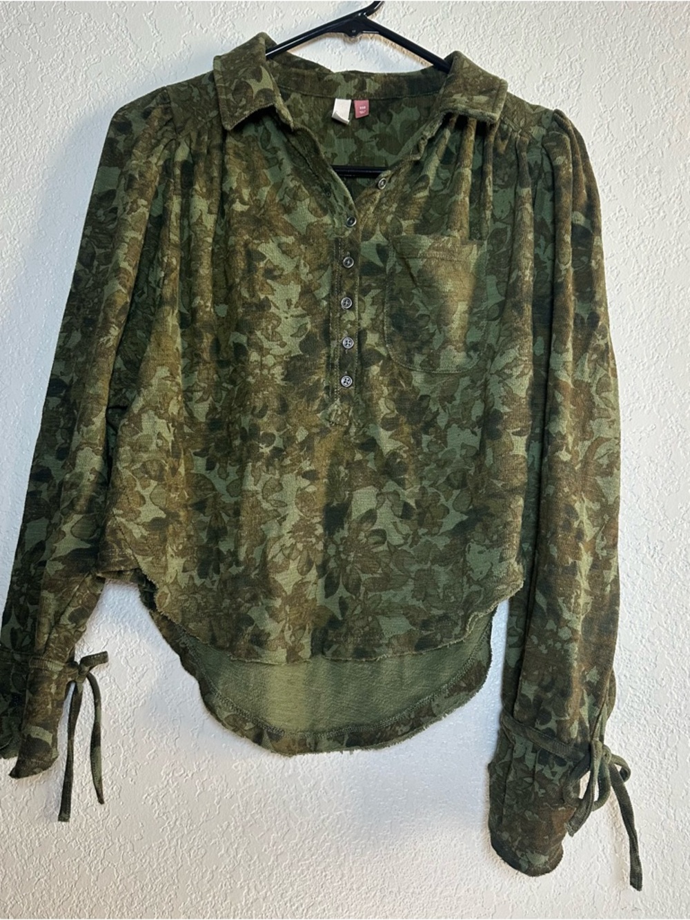 Pilcro Anthropologie Blouse Puff Longsleeve Boho Bohemian Green XXS - Picture 10 of 11
